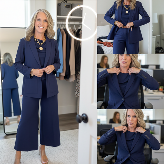 Conjunto de traje de mujer de tres piezas con pantalones y top de pierna ancha