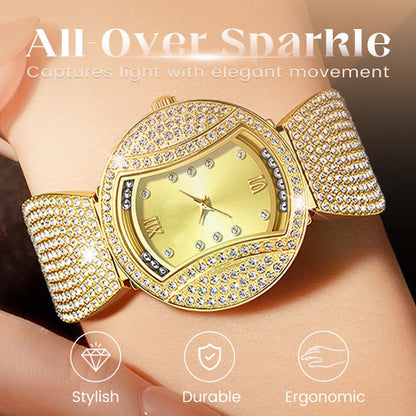 Reloj elegante de cuarzo brillante de strasría para mujer