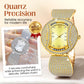 Reloj elegante de cuarzo brillante de strasría para mujer