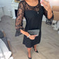 ⏳Vestido👗 mini de manga larga de encaje transparente con 50% de descuento⏰en línea A