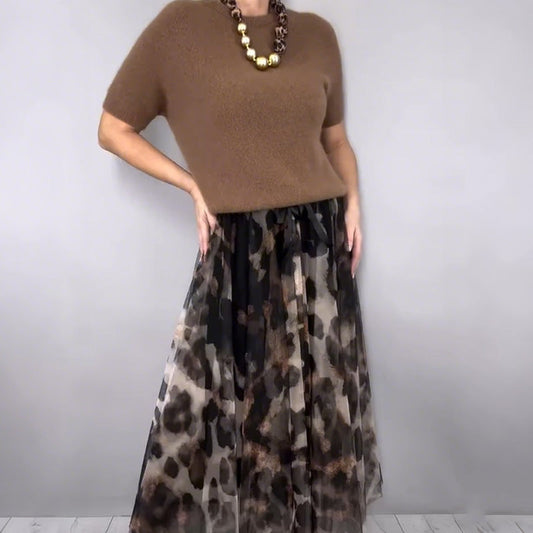 Set de jersey de dos piezas y falda fluida de dos piezas para mujer