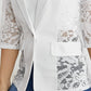 Blazer elegante de encaje transparente para mujer
