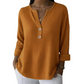 Tops de punto waffle de mujer con escote en V abotonados