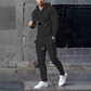 Conjunto de chándal de 2 piezas con sudadera con capucha de color liso