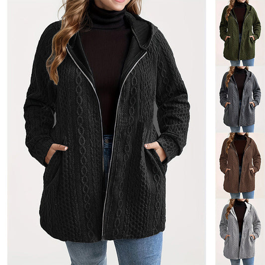 Chaqueta con capucha de ajuste relajado y tejido texturizado