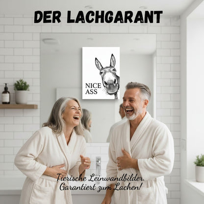 🧻 Decoración Divertida para Paredes de Baño - Cuadro de Burro con la Frase “Nice Ass” (Buen Culo)