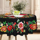 Mantel floral mexicano con borde esconjado