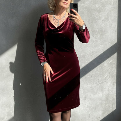 Vestido de manga larga con brillo para mujer
