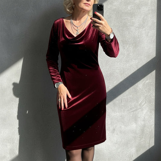 Vestido de manga larga con brillo para mujer