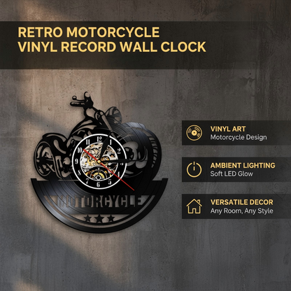 Reloj de pared de vinilo de moto retro