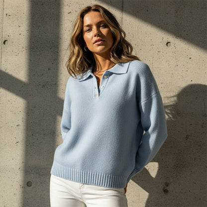 Jersey de punto de punto de cuello suave para mujer