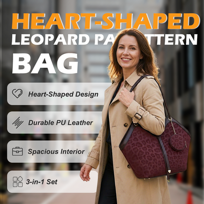 Bolso de mano en forma de corazón con estampado de leopardo chic
