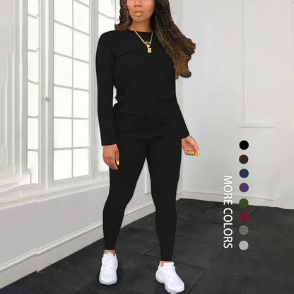 Conjunto de 2 piezas de camiseta y pantalones de manga larga para mujer