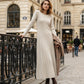 50 % OFF !!✨Women's Long Sleeve Cable-Knit Sweater Midi Dress