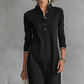 🎁Novedades 2026 50% DE💥DESCUENTO Vestido minimalista con cuello abotonado y ribetes a contraste