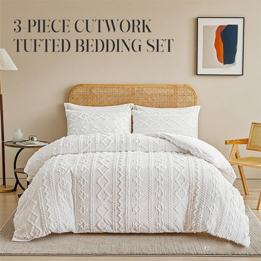 Set de cama con penacho de 3 piezas con recorte