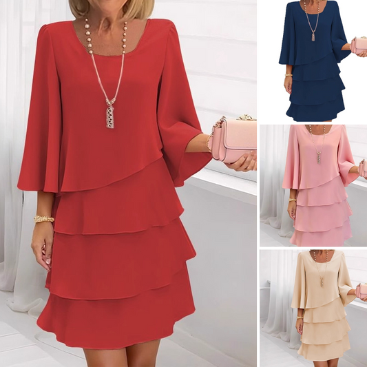 💃Vestido de mujer con volantes escalonados y mangas acampanadas