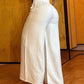 Pantalones femeninos de cintura ancha de cintura alta con acentos en cinturón