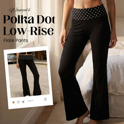 Pantalones de cintura baja de tiro bajo de lunares para mujer