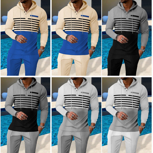 Conjunto de chándal con capucha y bloques de color para hombre