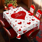 💖 Mantel romántico de San Valentín – Estampado de corazones y rosas, poliéster resistente a arrugas y cuidado 🌹🍽️ fácil