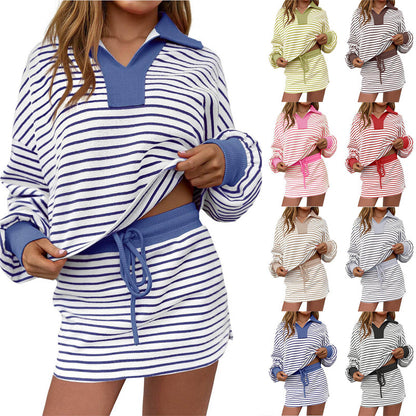 ¡REBAJAS ⚡CALIENTES 2026 50.000+ VENDIDAS! ⚡Set de minifalda de dos piezas para mujer a rayas