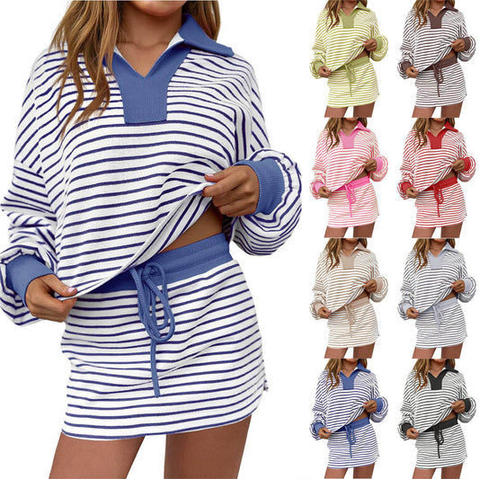 ¡REBAJAS ⚡CALIENTES 2026 50.000+ VENDIDAS! ⚡Set de minifalda de dos piezas para mujer a rayas