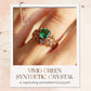 💖Anillo de cristal sintético verde con hoja intrincada