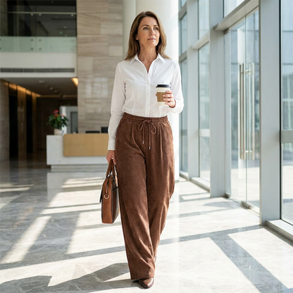 Pantalón de pana informal de corte holgado para mujer