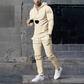 Conjunto de chándal de 2 piezas con sudadera con capucha de color liso