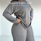 Conjunto de dos piezas de 2 piezas de camiseta de manga larga y pantalones anchos de mujer