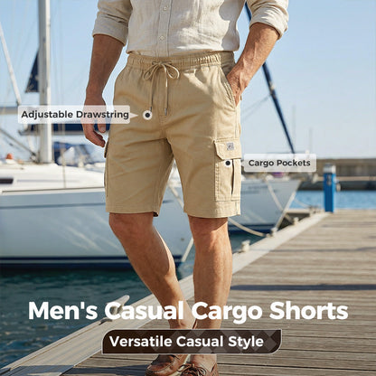 💖🩳 Pantalones cortos cargo casuales de hombre con cintura con cordón – Multibolsillos, ligeros y transpirables