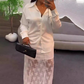 Conjunto de camisas de mujer abotonadas y falda de encaje floral