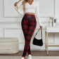 Leggings de cuadros de alta elasticidad Slim Fit para mujer