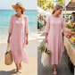 🌸 Vestido Midi Holgado Bordado para Mujer – Cuello Redondo, Manga Corta, Transpirable, Tallas Grandes (S-5XL) ✨