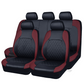 🚗Funda de Asiento de Auto de Cuero Matelassé Lujo | 9 Piezas, Universal, Color Negro ✅