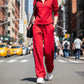 Conjunto de chándal casual con cremallera media para mujer