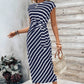 Vestido de cintura de corbata a rayas para mujer