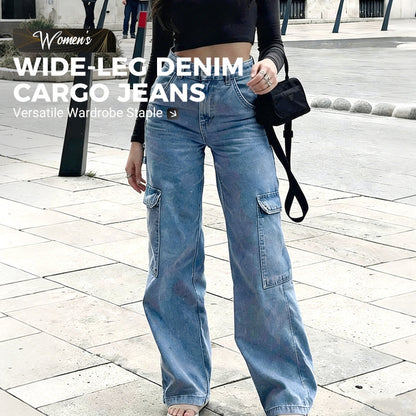 Vaqueros cargo vaqueros de pierna ancha para mujer