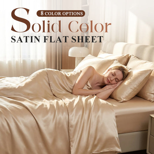 Sábana🛏️plana de satén liso En cuanto toca la piel, proporciona una sensación excepcionalmente reconfortante, lo que la hace ideal para dormir. 😴