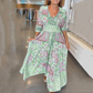 Vestido largo elegante con cordón floral para mujer