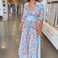 Vestido largo elegante con cordón floral para mujer