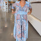 Vestido largo elegante con cordón floral para mujer
