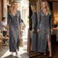 👗 Vestido Maxi de Manga Larga con Cuello en V para Mujer – Elegante y Cómodo para Todo Momento ✨🌸