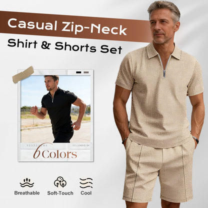 Conjunto de camisa con cuello alto y pantalones cortos para el verano