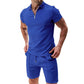 Conjunto de camisa con cuello alto y pantalones cortos para el verano