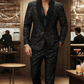 【MÁS VENDIDO】🔥1º en Trajes🔥Traje de Esmoquin Negro con Brillos para Hombre – Conjunto de Chaqueta y Pantalón