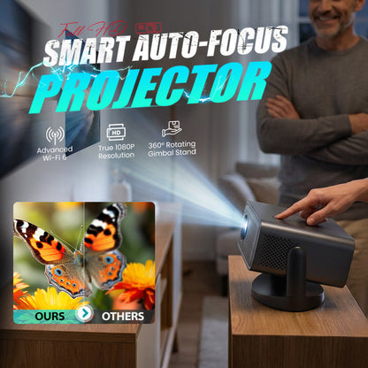 🔈🔈Proyector de Autoenfoque Inteligente Full HD 50% KORTING📺