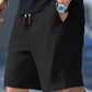 Shorts Casuales de Punto Waffle para Hombre con Cordón