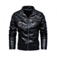 Chaqueta de Motorista de Cuero Sintético Forrada para Hombre